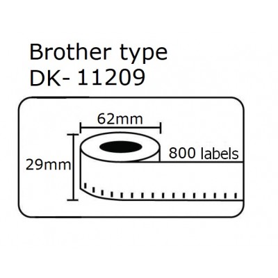 DK11209 DK-11209  Αυτοκόλλητη θερμική ετικέτα συμβατή Brother 29mmX62mm