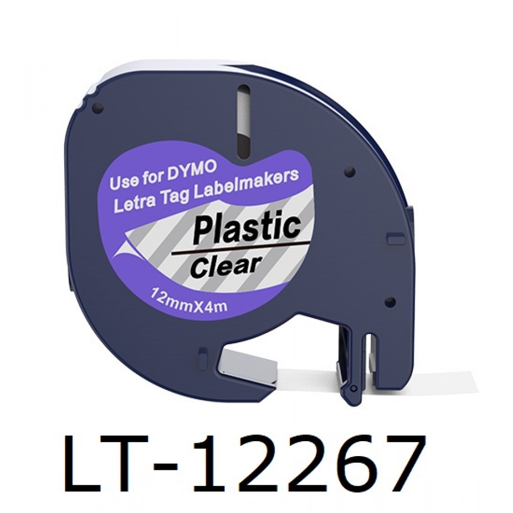 Συμβατή Ταινία Dymo LetraTag 12267 (plastic Black on Clear) 12mmx4m